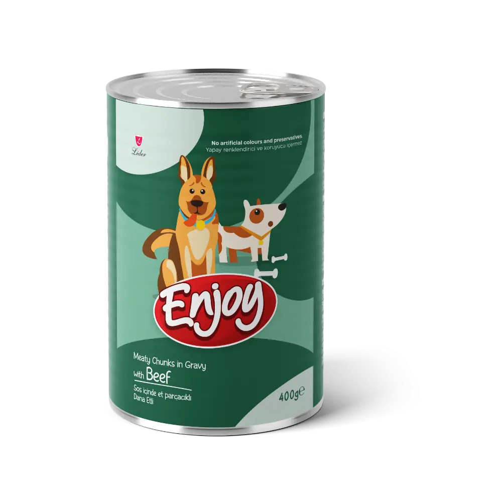 Enjoy Konserve Sos İçinde Et Parçacıklı Dana Etli Yetişkin Köpek Maması 400 Gr