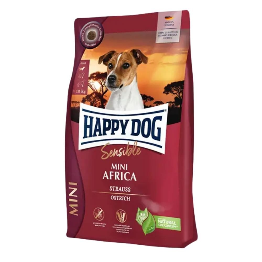 Happy Dog Mini Africa Deve Kuşu Etli ve Patatesli Küçük Irk Yetişkin Köpek Maması 4 kg