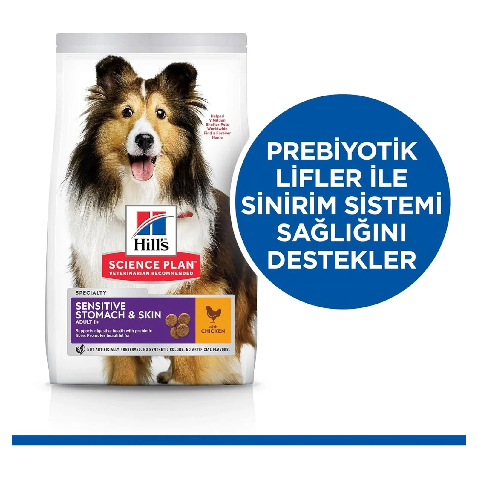 Hill's Science Plan Sensitive Stomach & Skin Tavuklu Orta ve Büyük Irk Yetişkin Köpek Maması 2.5 KG görsel 2