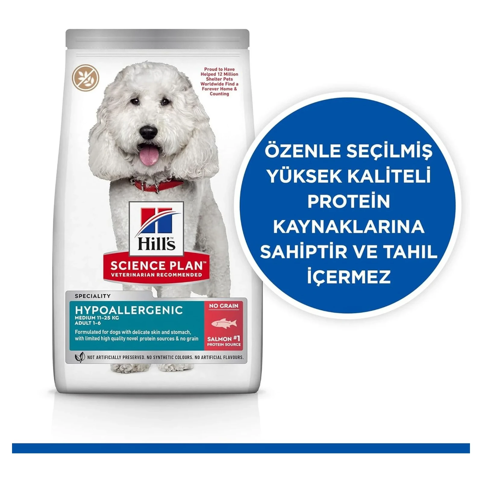Hill's Somonlu Hipoalerjenik Orta Irk Yetişkin Köpek Maması 2.5 KG görsel 2
