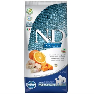 N&D Ocean Balkabaklı Morina Balıklı ve Portakallı Tahılsız Köpek Maması 12 kg