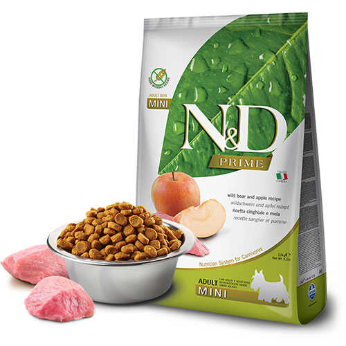 N&D Prime Yaban Domuzlu Elmalı Küçük Irk Tahılsız Yetişkin Köpek Maması 2,5 Kg