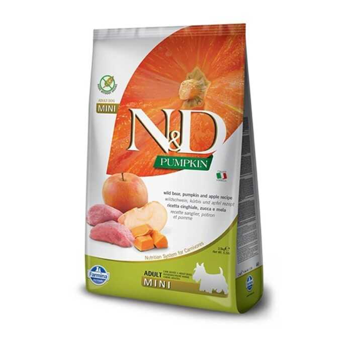 N&D Pumpkin Tahılsız Bal Kabaklı Yaban Domuz Etli ve Elmalı Küçük Irk Yetişkin Köpek Maması 7 Kg