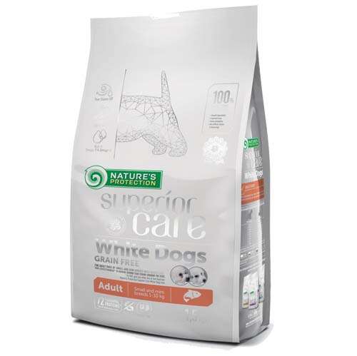 Nature's Protection Small Mini White Dogs Somonlu Küçük Irk Tahılsız Beyaz Köpek Maması 1.5 Kg