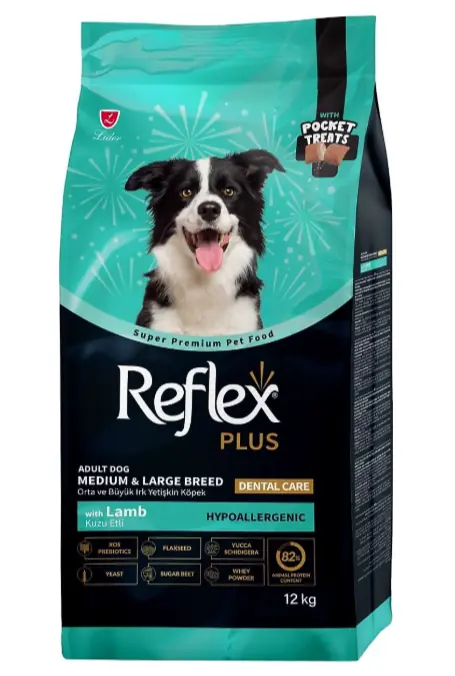 Reflex Plus Hipoalerjenik Dental Care Kuzu Etli Orta ve Büyük Irk Yetişkin Köpek Maması 12 kg