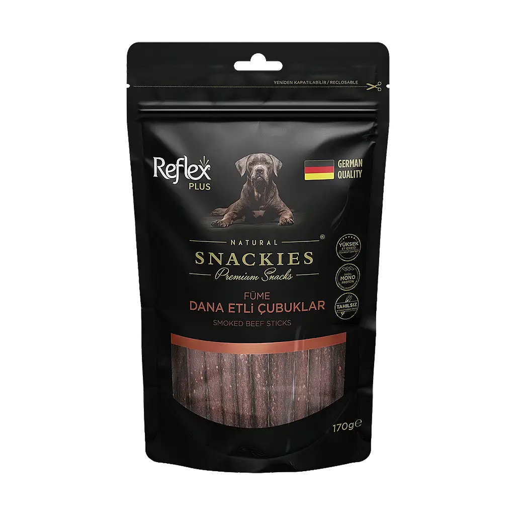 Reflex Snackies Natural Füme Dana Etli Tahılsız Köpek Ödül Çubuğu 170 gr