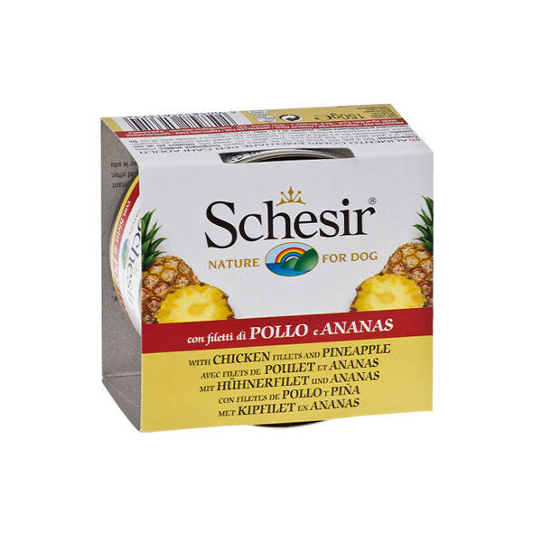 Schesir Fruit Tavuklu ve Ananaslı Jöle İçinde Tamamlayıcı Yetişkin Köpek Yaş Maması 150 g