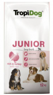 Tropidog Large Junior Hindili Pirinçli 12 kg