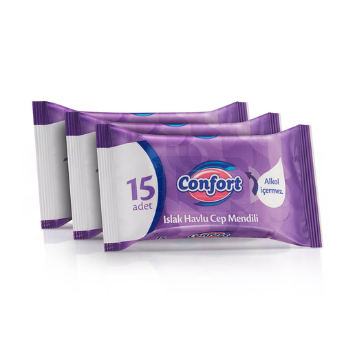 Confort Islak Havlu Cep Mendili 3x15 Adet