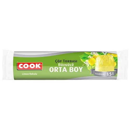 Cook Orta Büzgülü Limon Kokulu Çöp Torbası 15 Adet