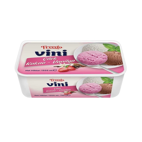 Freedo Dondurulmuş Vini Çilek Kakao Vanilya 1.5 Lt