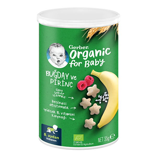 Gerber Organic Puff Banana Raspberry 35 Gr