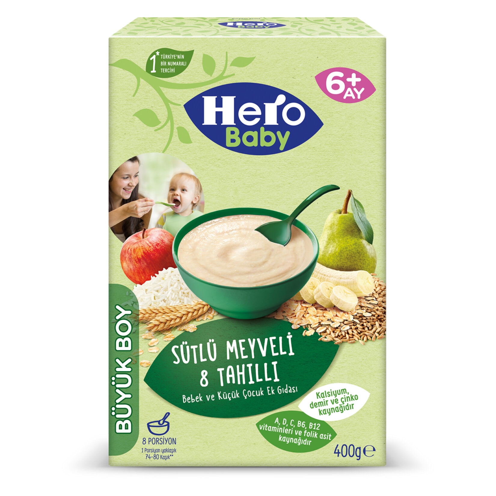 Hero Baby Sütlü 8 Tahıllı Meyveli Ek Besin 400 Gr