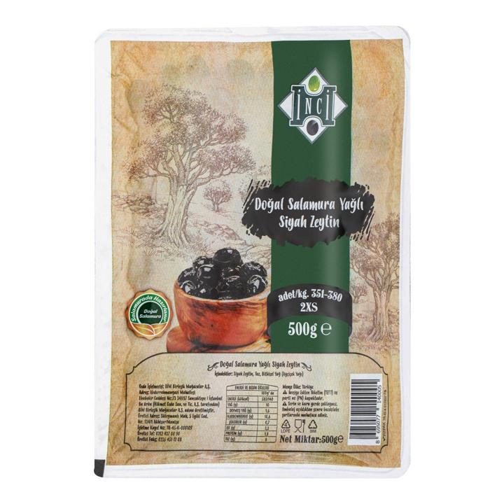 İnci 2XS Siyah Zeytin 351-380 Vakum 500 Gr