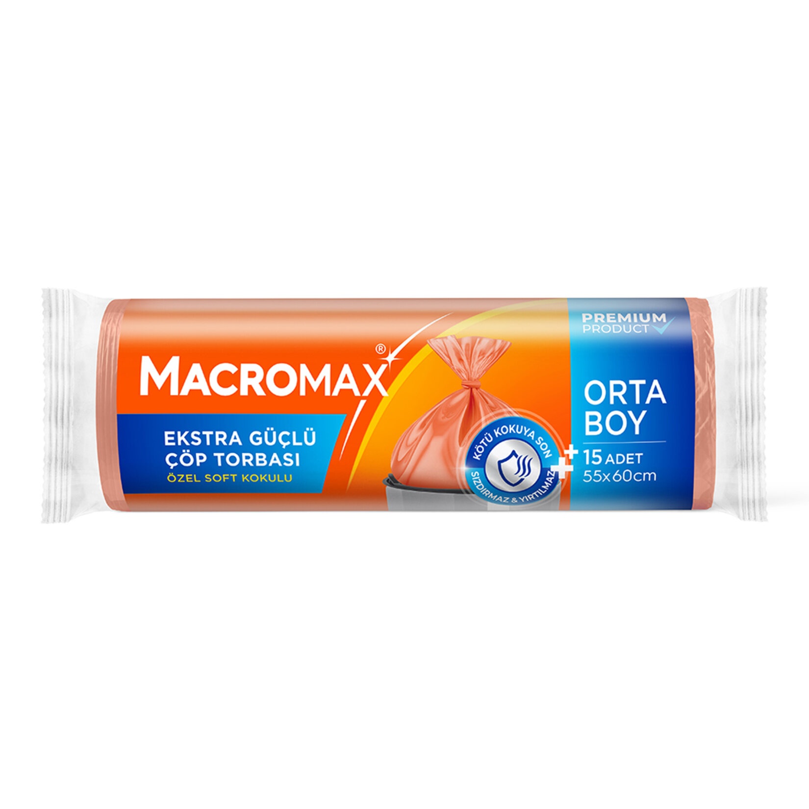 Macromax Extra Güçlü Çöp Torbası Orta Boy 15 Adet