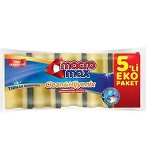 Macromax Klasik Yeşil Oluklu Sünger 5 Adet