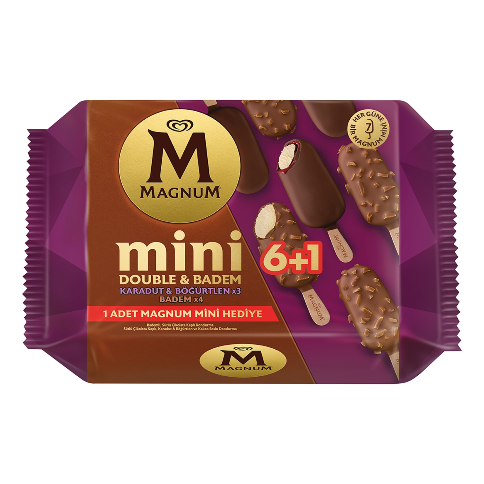 Magnum Mini Double Badem Karadut Böğürtlen 7 Adet 392 Ml
