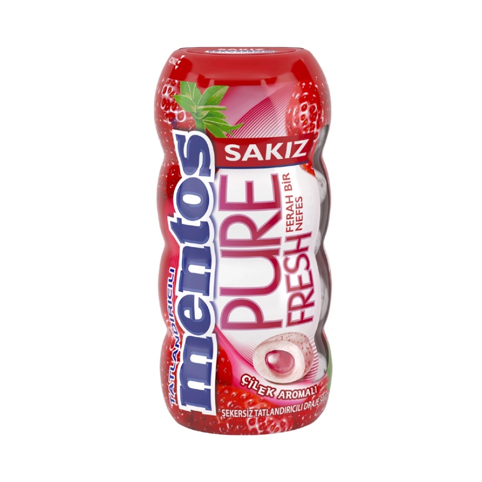 Mentos Pure Çilek Draje Sakız 30 Gr