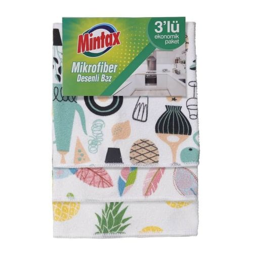 Mintax Mikrofiber Desenli Bez 3 Adet
