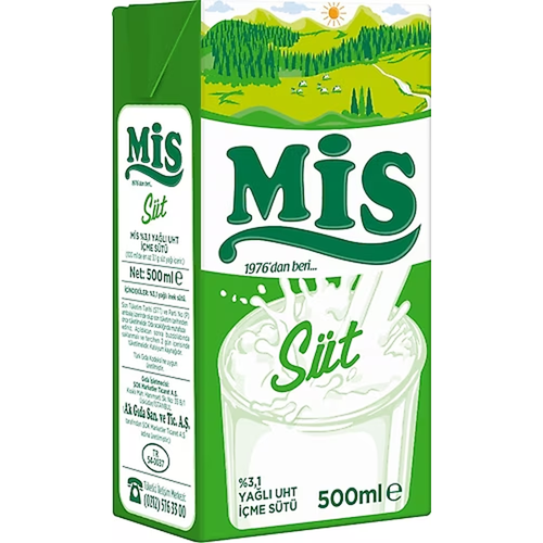 Mis UHT Süt %3.1 Yağlı 500 Ml