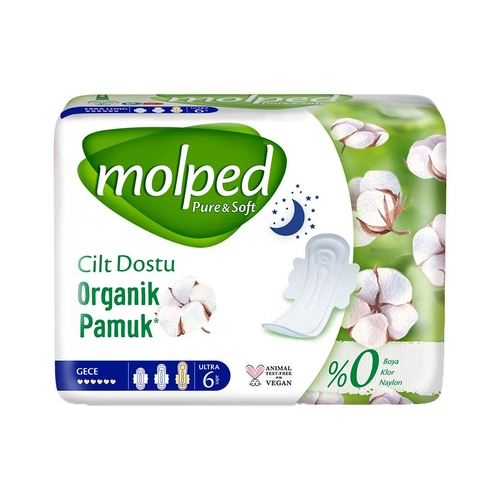 Molped Pure & Soft Hijyenik Ped Ultra Gece 6 Adet