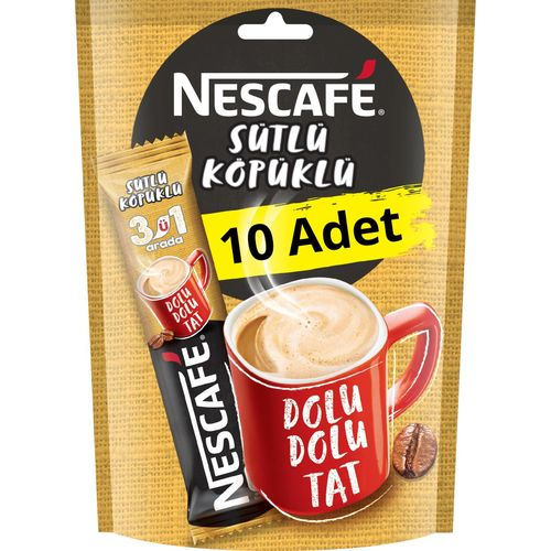 Nescafé 3'ü 1 Arada Sütlü Köpüklü Paket 10'lu 174 Gr