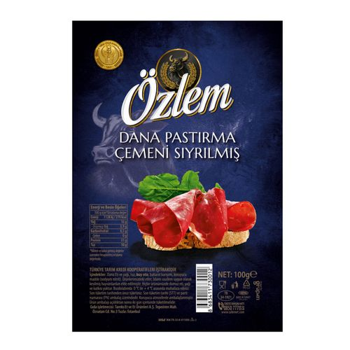 Özlem Dana Pastırma Çemeni Sıyrılmış 100 Gr