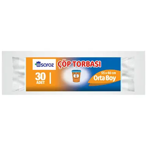 Saroz Büzgülü Çöp Torbası Orta Boy 15 Adet