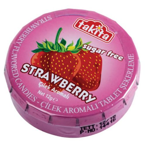 Takita Çilek Aromalı Şekersiz Tablet Şeker 12 Gr