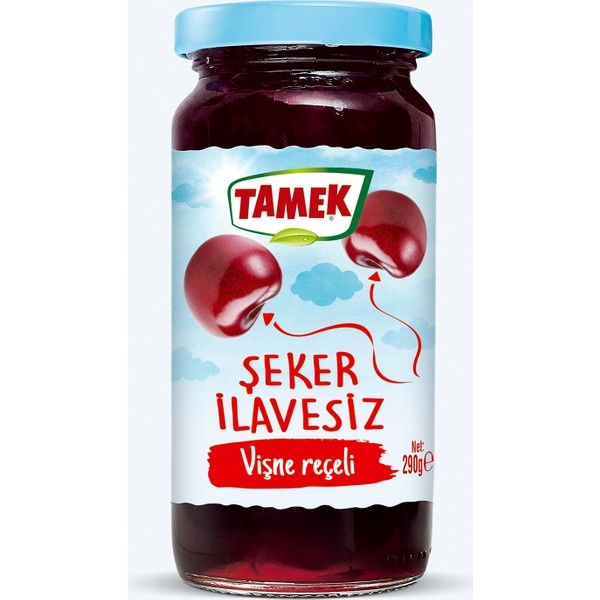 Tamek Stevialı Şeker İlavesiz Vişne Reçeli 290 Gr