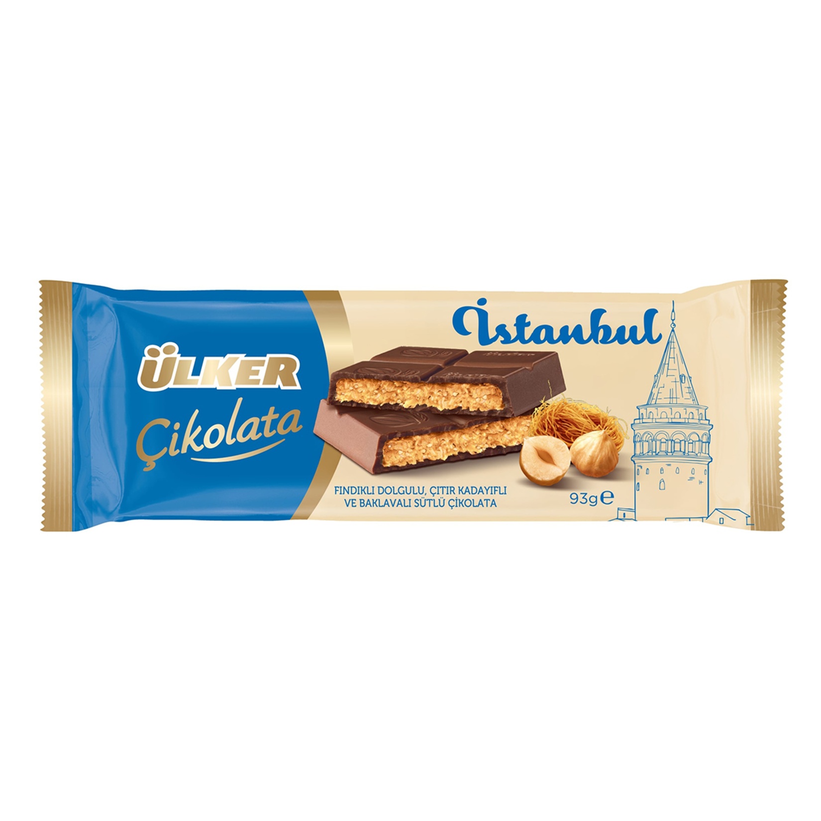 Ülker İstanbul Fındıklı & Çıtır Kadayıflı Sütlü Çikolata 93 Gr
