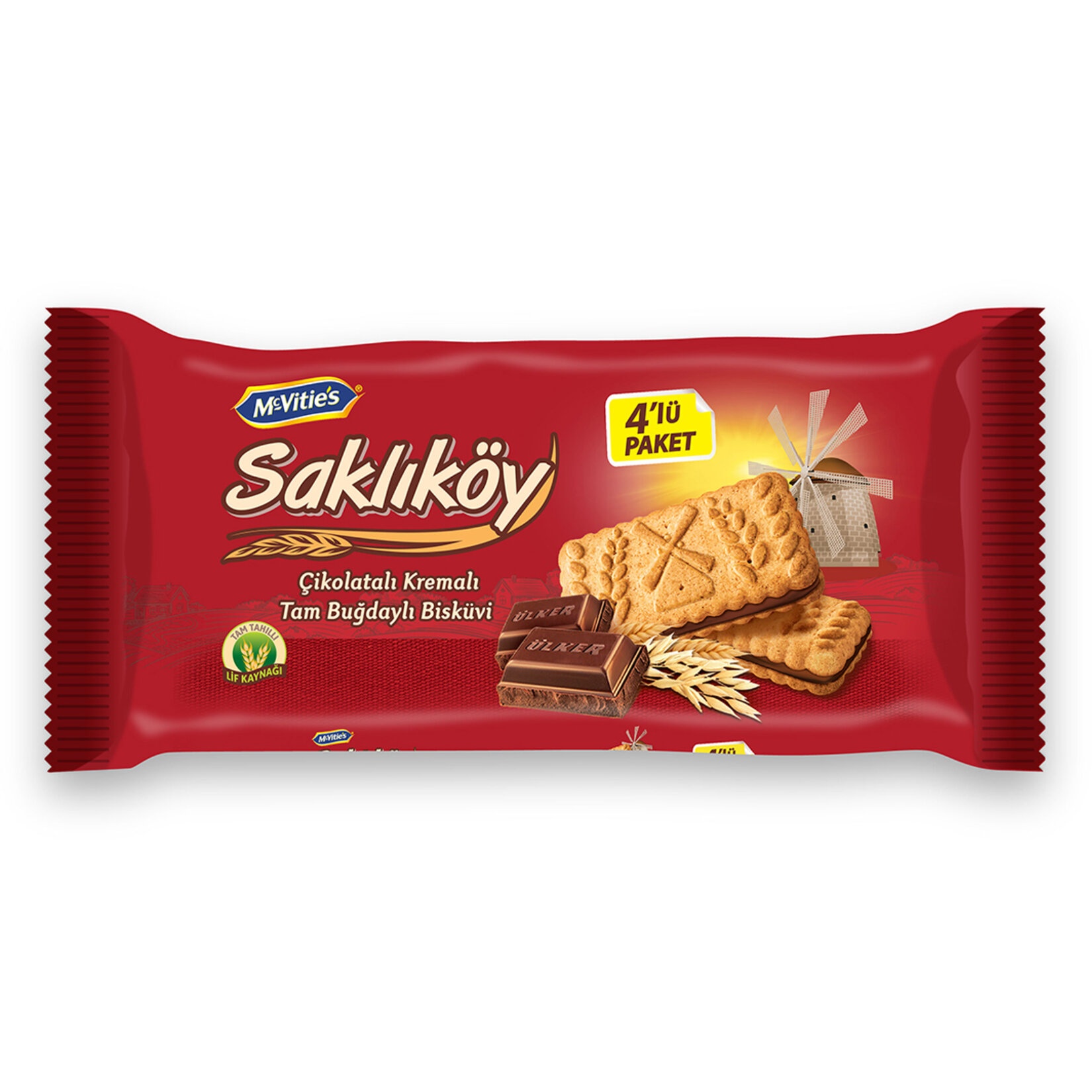 Ülker Saklıköy Sade Çikolata Kremalı Bisküvi 4x100 Gr