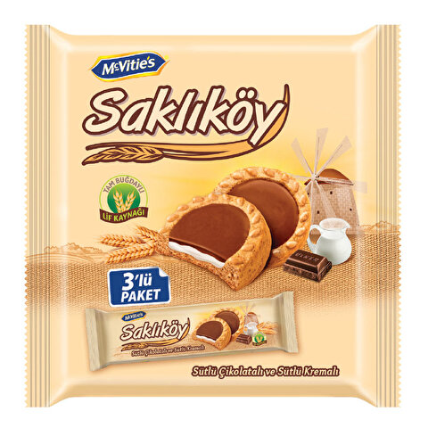 Ülker Saklıköy Sütlü Çikolata Kaplamalı Bisküvi 3x100 Gr