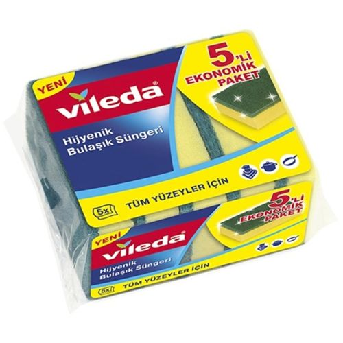 Vileda Yeşil Sünger Düz 5 Adet