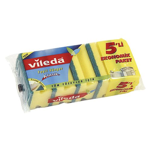 Vileda Yeşil Sünger Oluklu 5 Adet