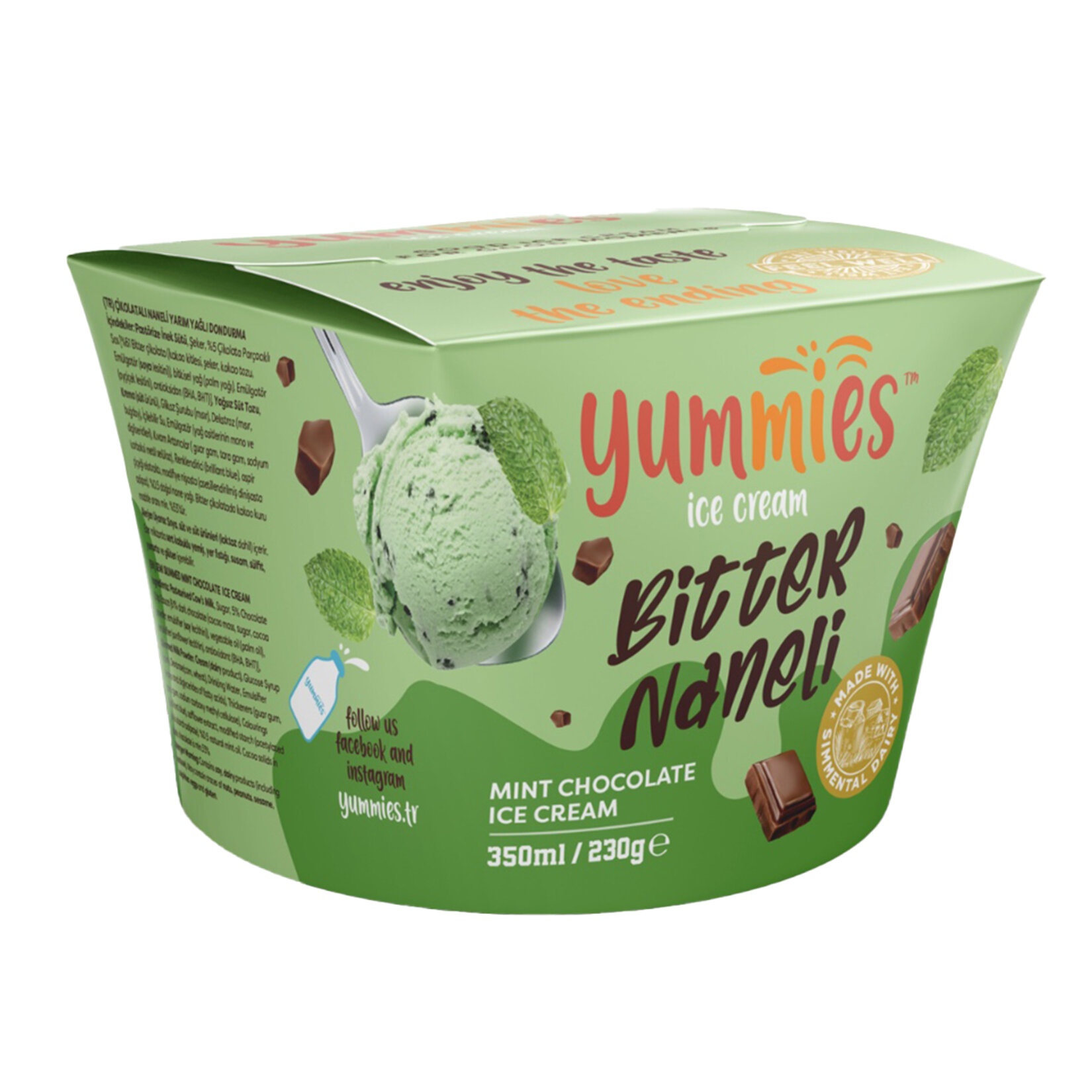 Yummies Çikolatalı Naneli Yarım Yağlı Dondurma 350 Ml