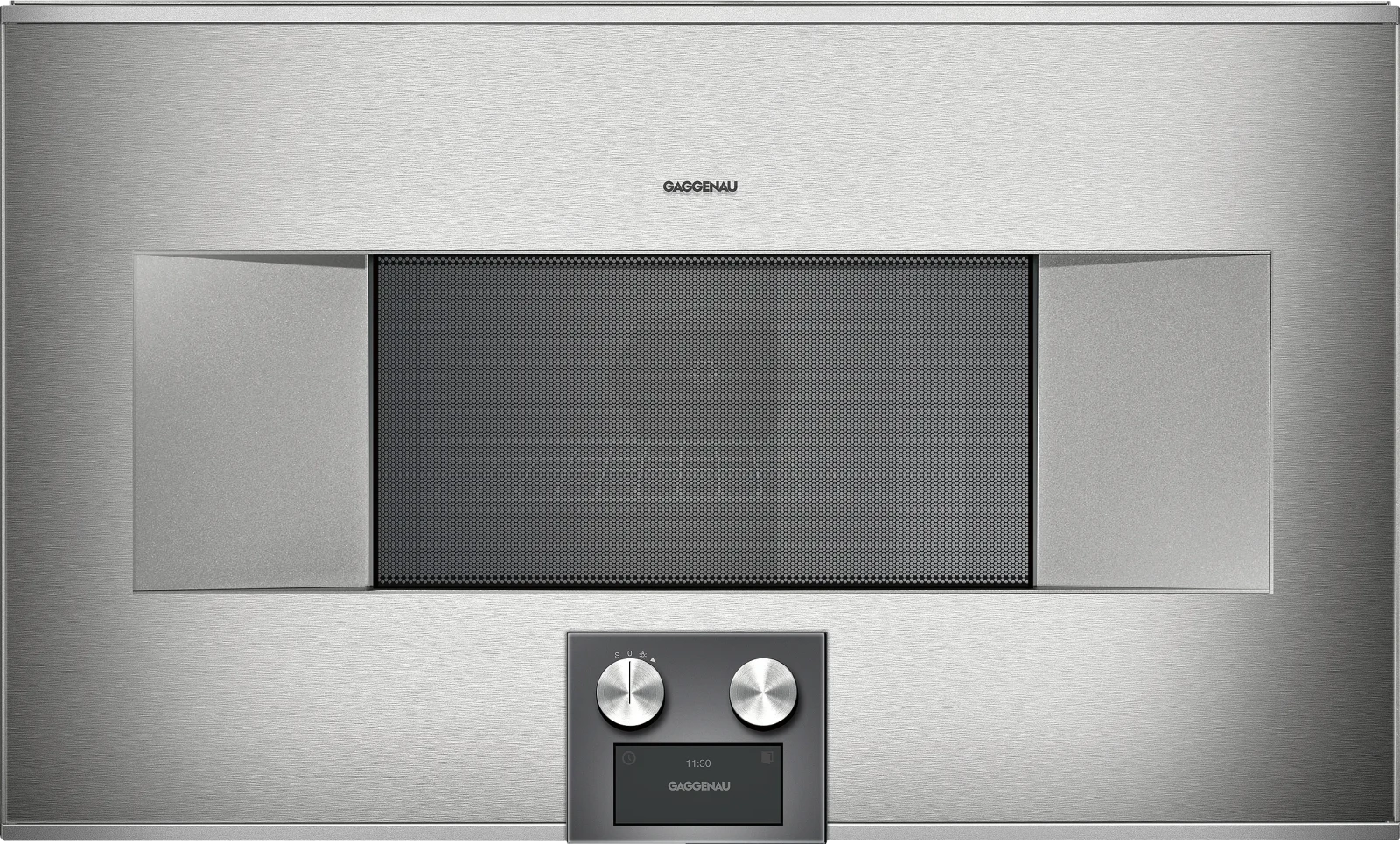 Gaggenau 400 serisi kombi-mikrodalga fırın Kapı menteşesi: solda, Paslanmaz çelik sırtlı tam cam kapı
