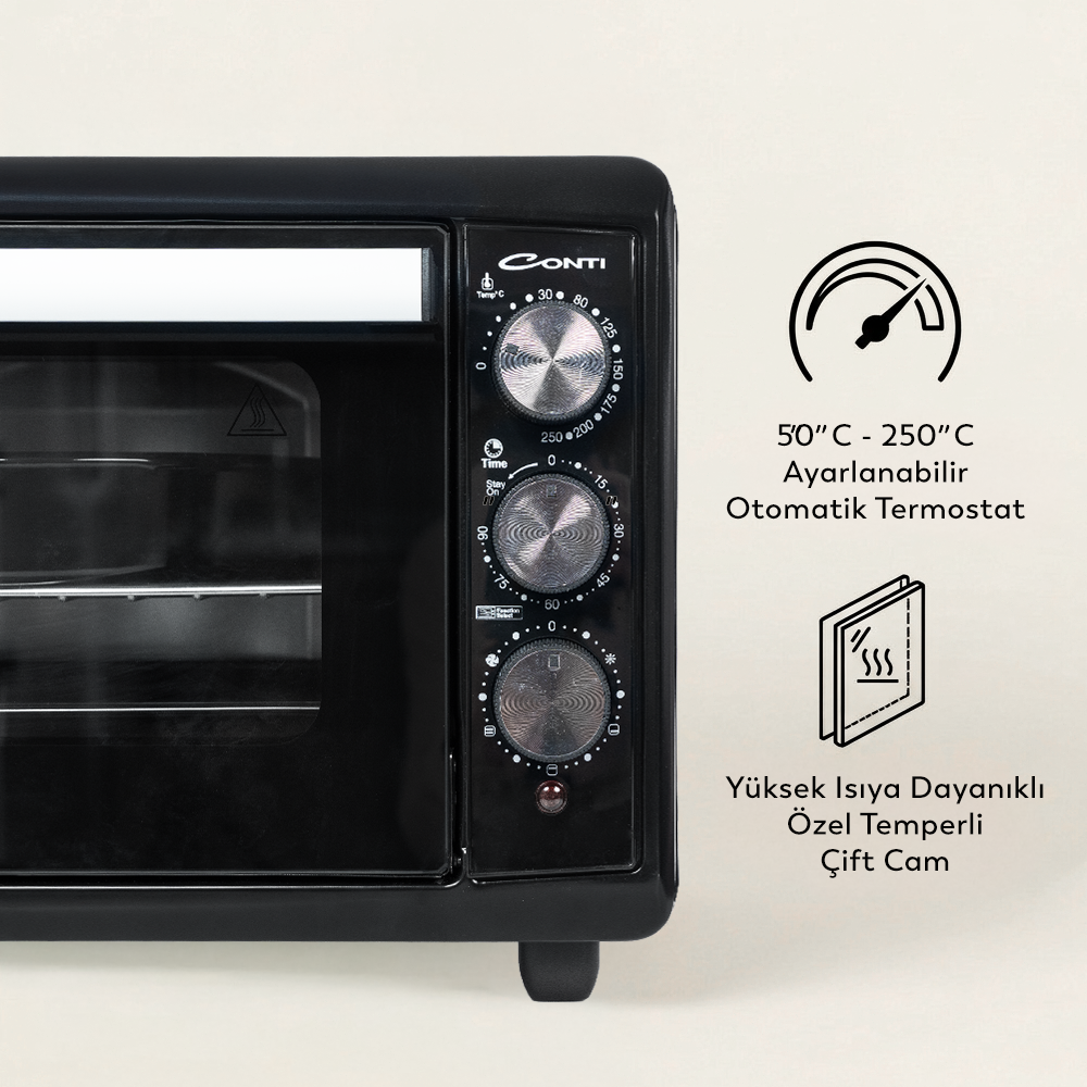 Conti CMF-501 Bakeon 42 Lt Fırın Siyah görsel 3