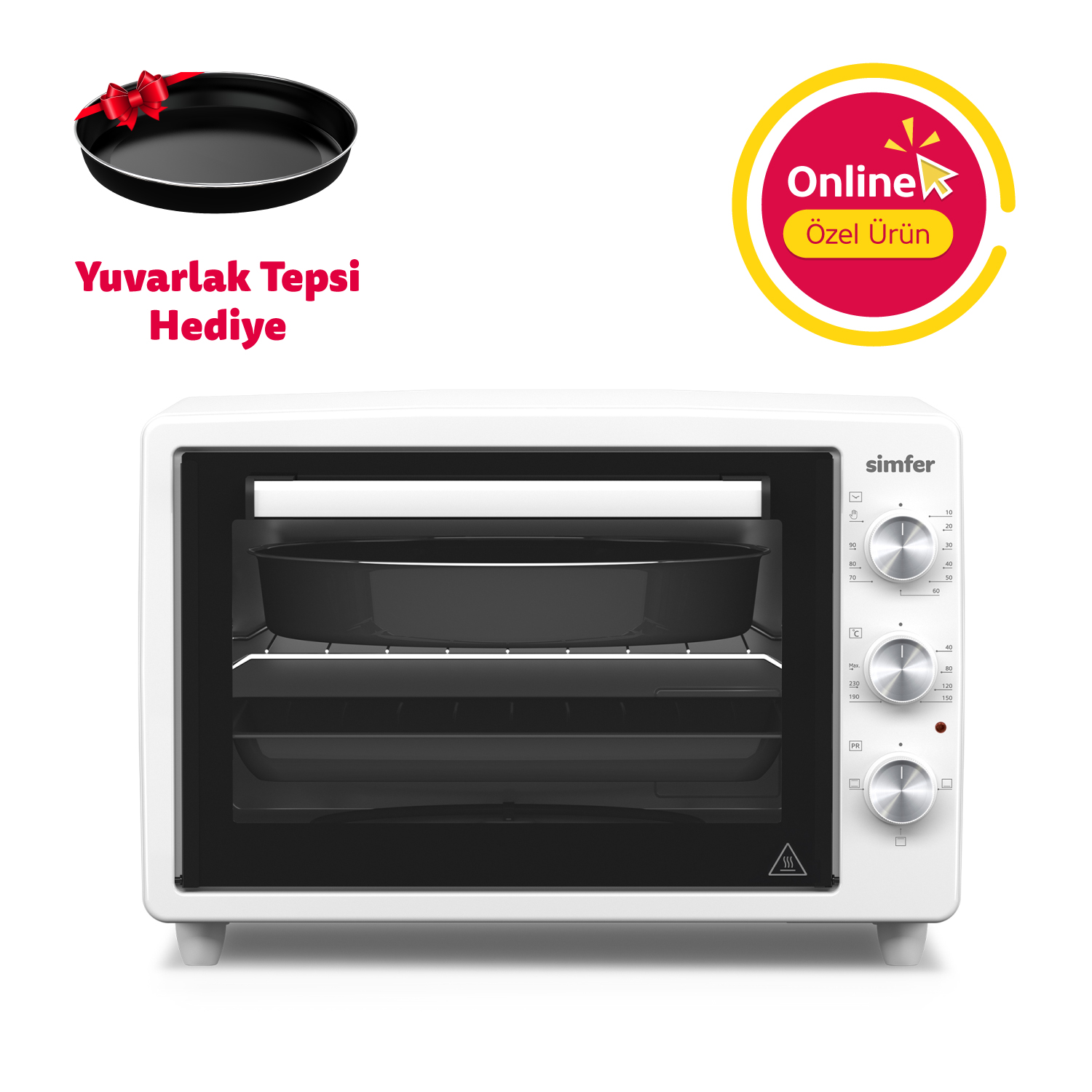 Simfer 3420 Beyaz 34 LT Statik Mini / Midi Fırın - 4 Fonksiyon, Programlanabilir Pişirme & Isı Kontrol Sistem