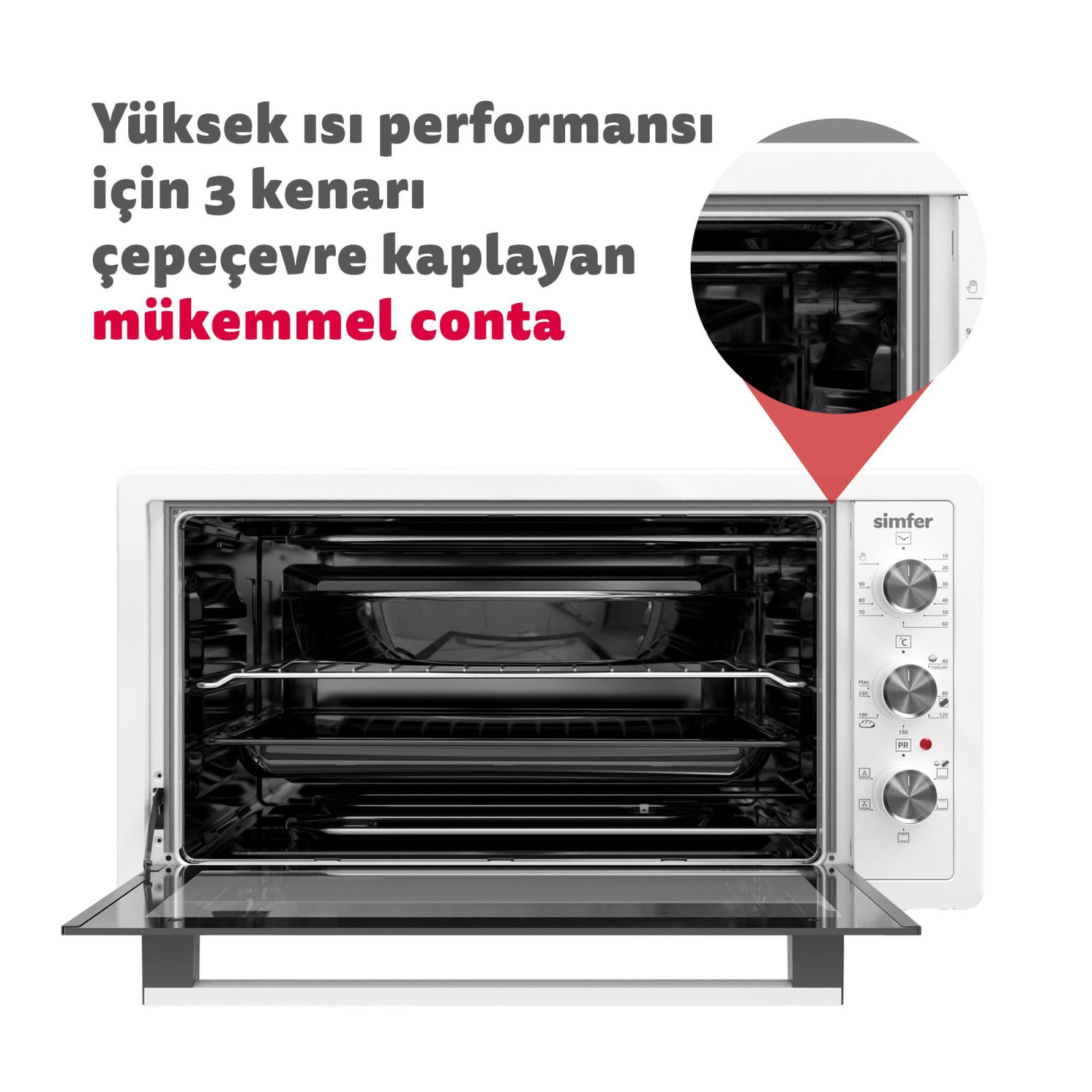 Simfer 3420 Beyaz 34 LT Statik Mini / Midi Fırın - 4 Fonksiyon, Programlanabilir Pişirme & Isı Kontrol Sistem görsel 5