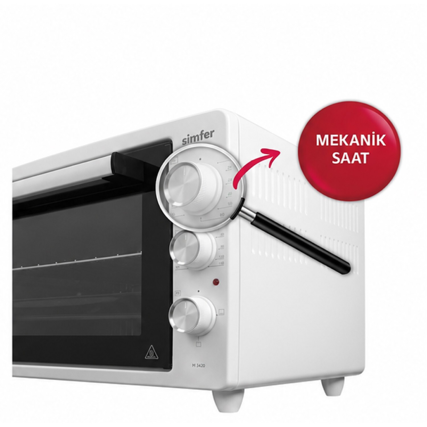 Simfer 3423 Beyaz 34 LT Statik Mini / Midi Fırın - 4 Fonksiyon, Programlanabilir Pişirme & Isı Kontrol Sistem görsel 3