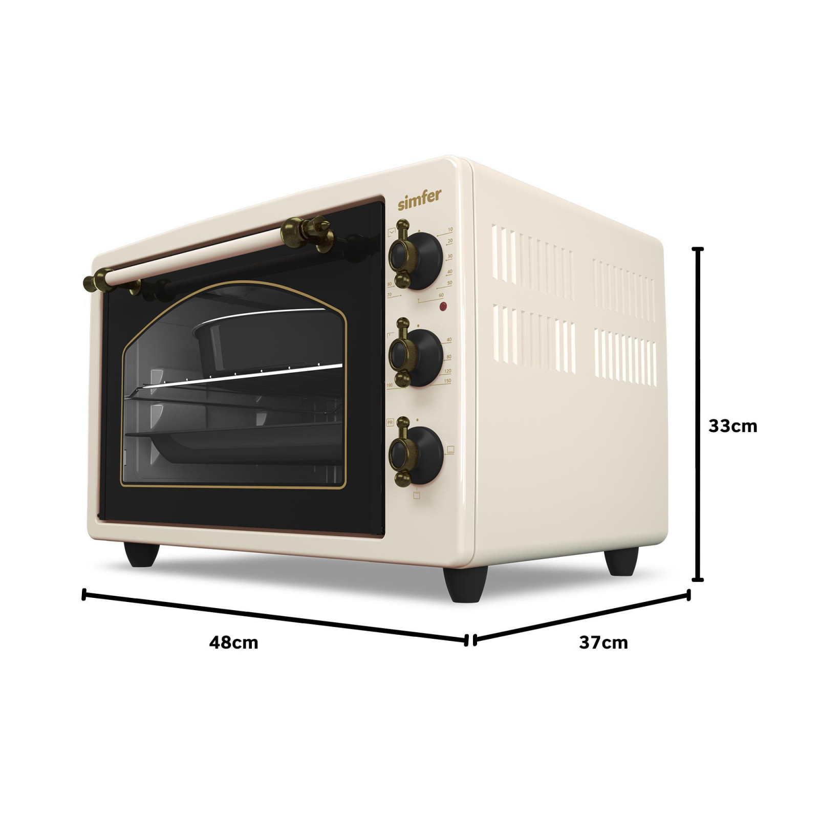 Simfer 3495 Retro Bej 34 LT Statik Mini / Midi Fırın - 4 Fonksiyon, Programlanabilir Pişirme & Isı Kontrol görsel 4