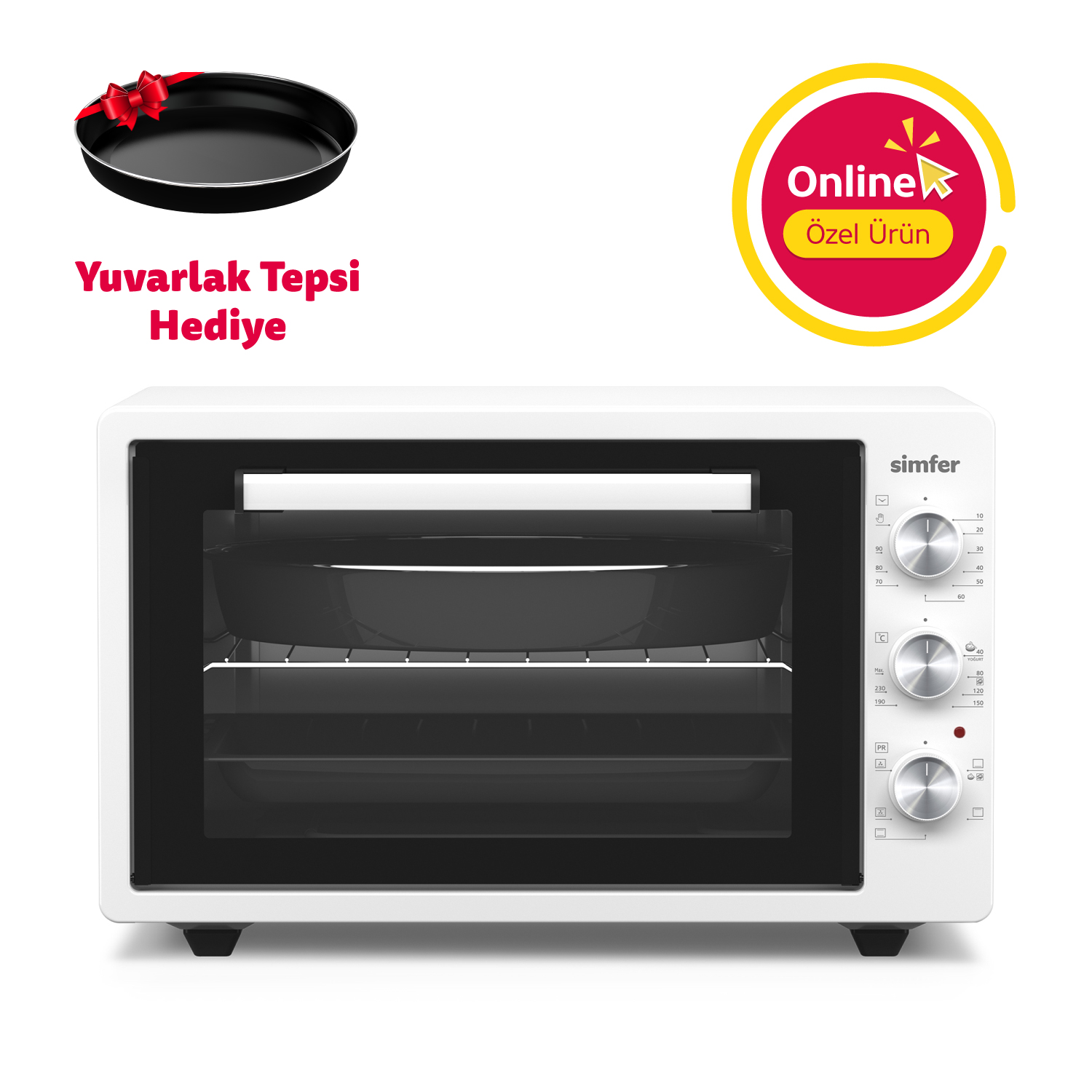 Simfer 4242 Beyaz 42 LT Turbo Fan Mini / Midi Fırın - 6 Fonksiyon,Yoğurt Yapma, Buz Çözme & İç Aydınlatma