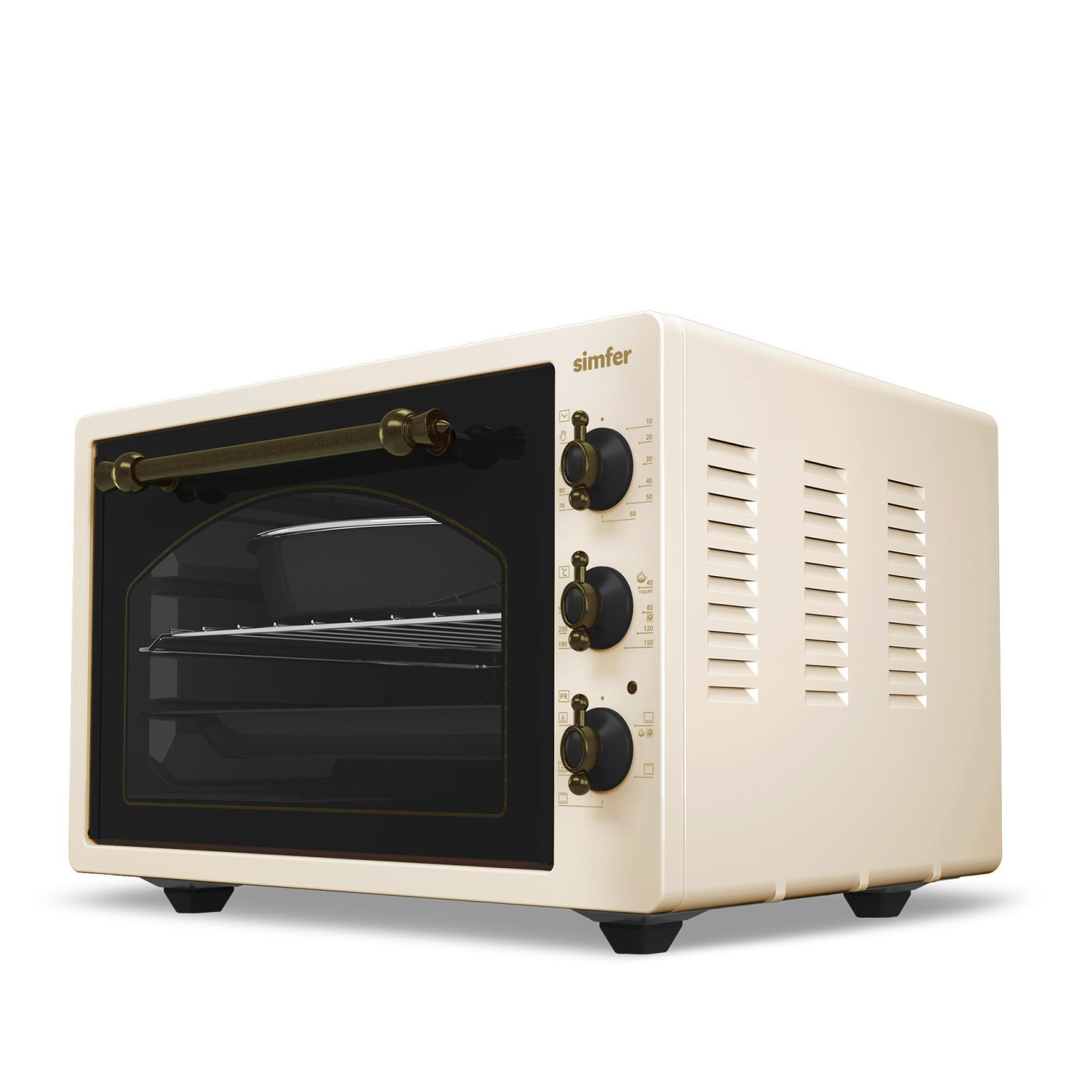 Simfer 4295 Retro Bej 42LT Turbo Fan Mini / Midi Fırın – 6 Fonksiyon, Yoğurt Yapma & Buz Çözme Özellikli görsel 2