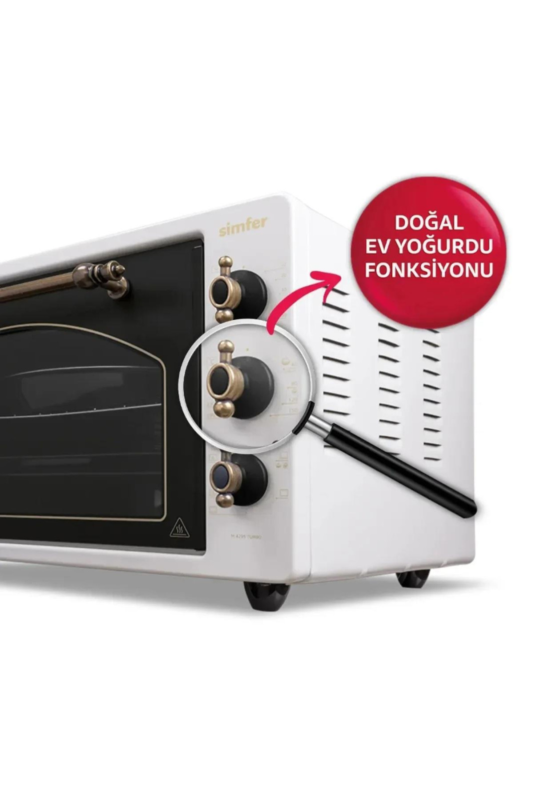Simfer 4295 Retro Bej 42LT Turbo Fan Mini / Midi Fırın – 6 Fonksiyon, Yoğurt Yapma & Buz Çözme Özellikli görsel 5