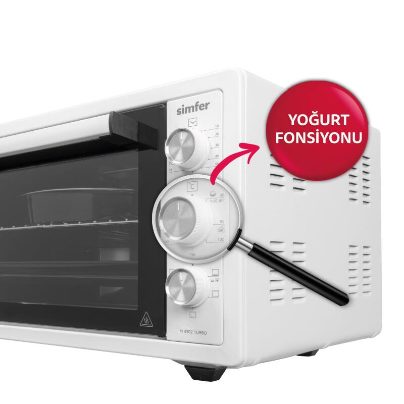 Simfer 4503 İnox 45 LT Turbo Fan Mini / Midi Fırın - 6 Fonksiyon,Yoğurt Yapma, Buz Çözme & İç Aydınlatma görsel 5