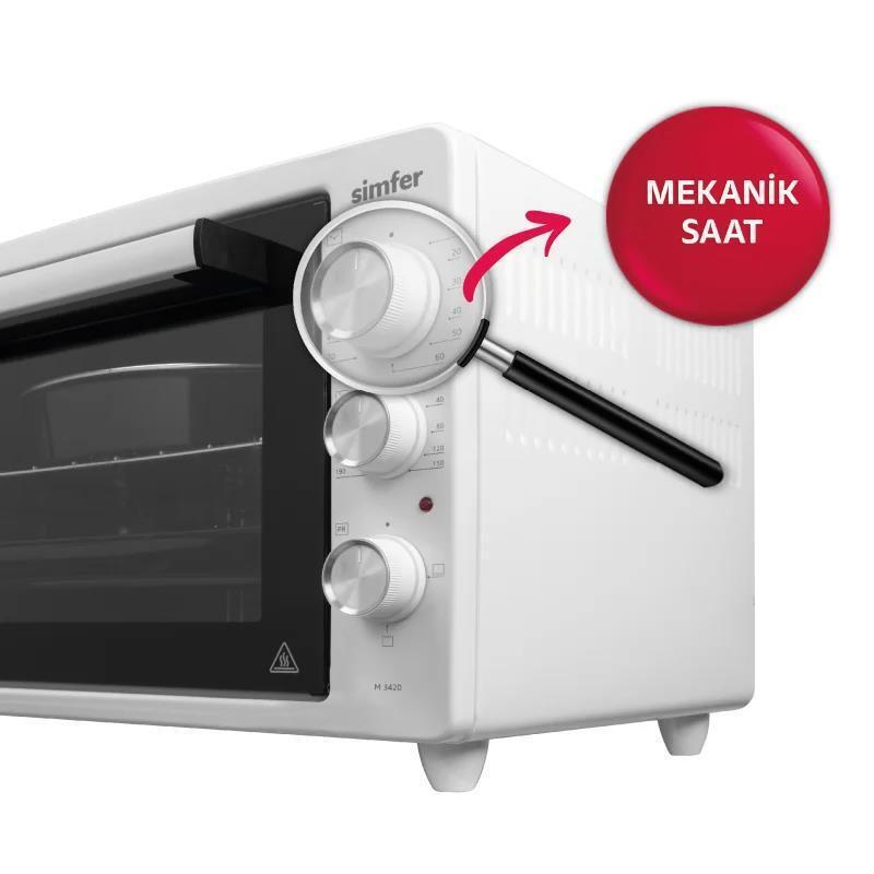 Simfer 4507 İnox 45 LT Turbo Fan Mini / Midi Fırın - 6 Fonksiyon, Pop-Up Düğme, Yoğurt Yapma & Buz Çözme görsel 5