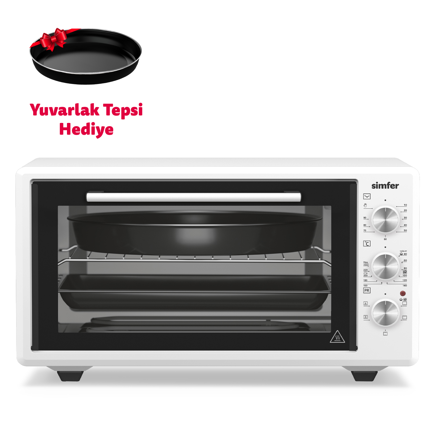 Simfer 4546 Beyaz 45 LT Turbo Fan Mini / Midi Fırın - 6 Fonksiyon, Yoğurt Yapma & Buz Çözme Özellikli