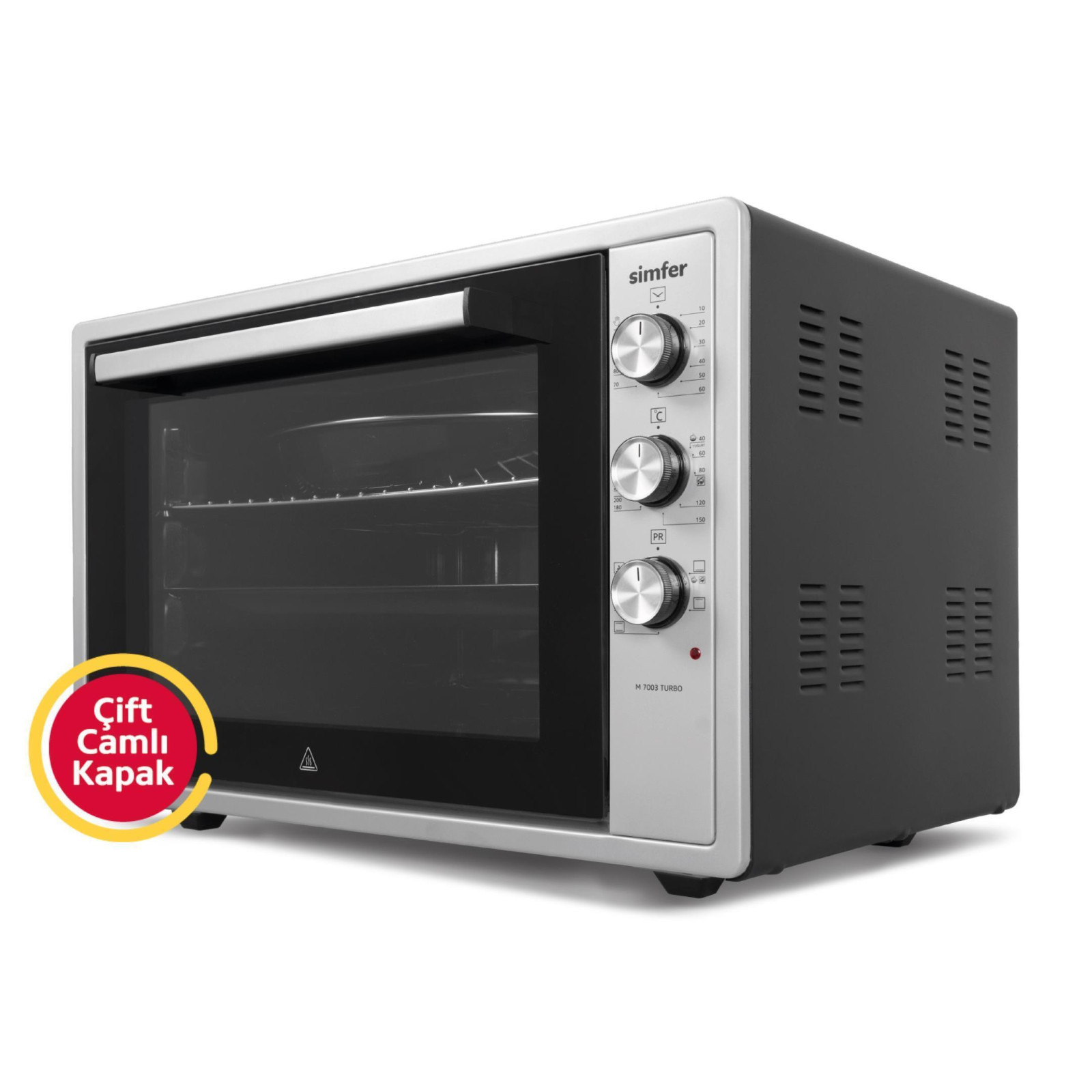 Simfer 7033 İnox Gri 70 LT Turbo Fan Mini / Midi Fırın - Multi Fonksiyon, Yoğurt Yapma, Buz Çözme & Çift Cam görsel 3