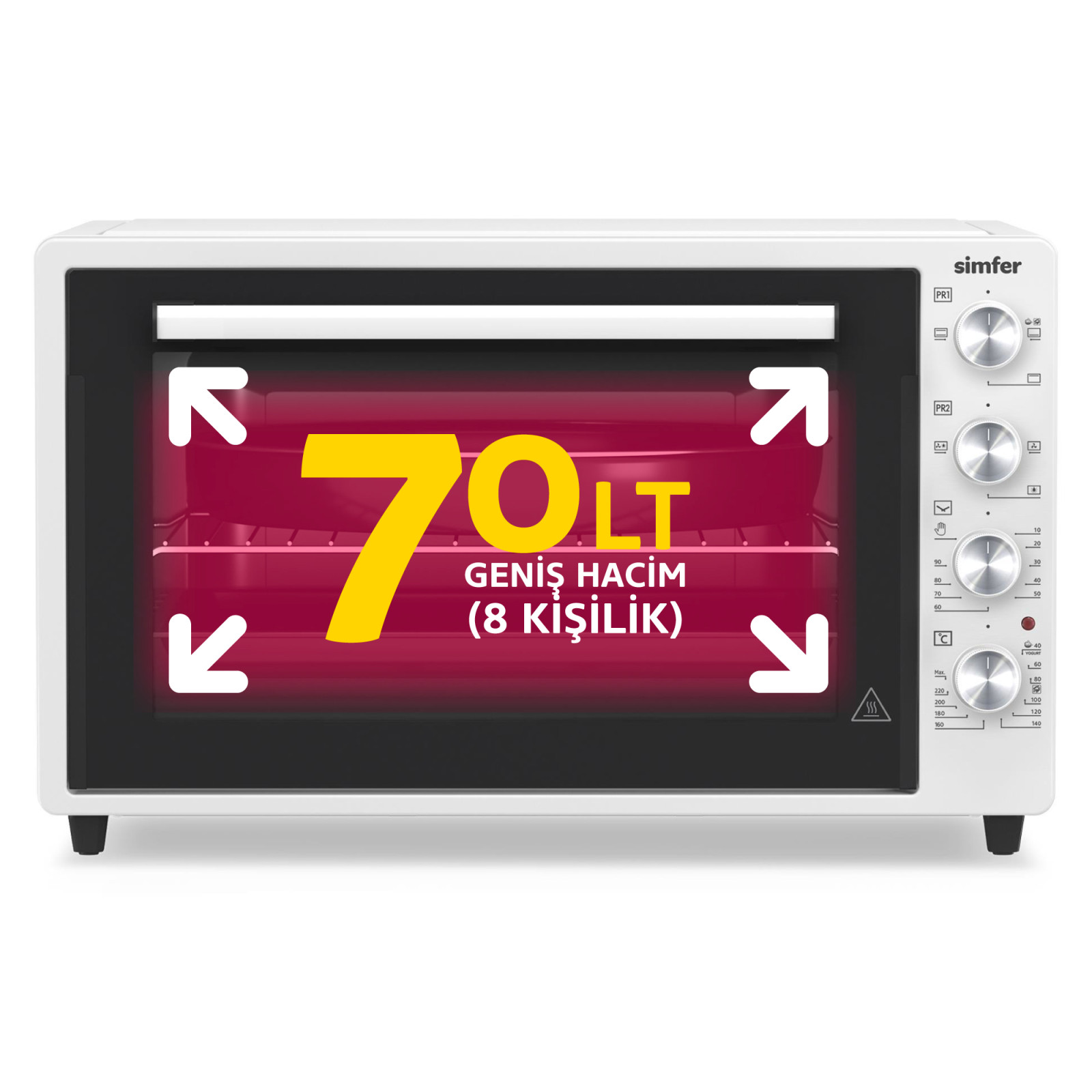 Simfer 7033 İnox Gri 70 LT Turbo Fan Mini / Midi Fırın - Multi Fonksiyon, Yoğurt Yapma, Buz Çözme & Çift Cam görsel 2